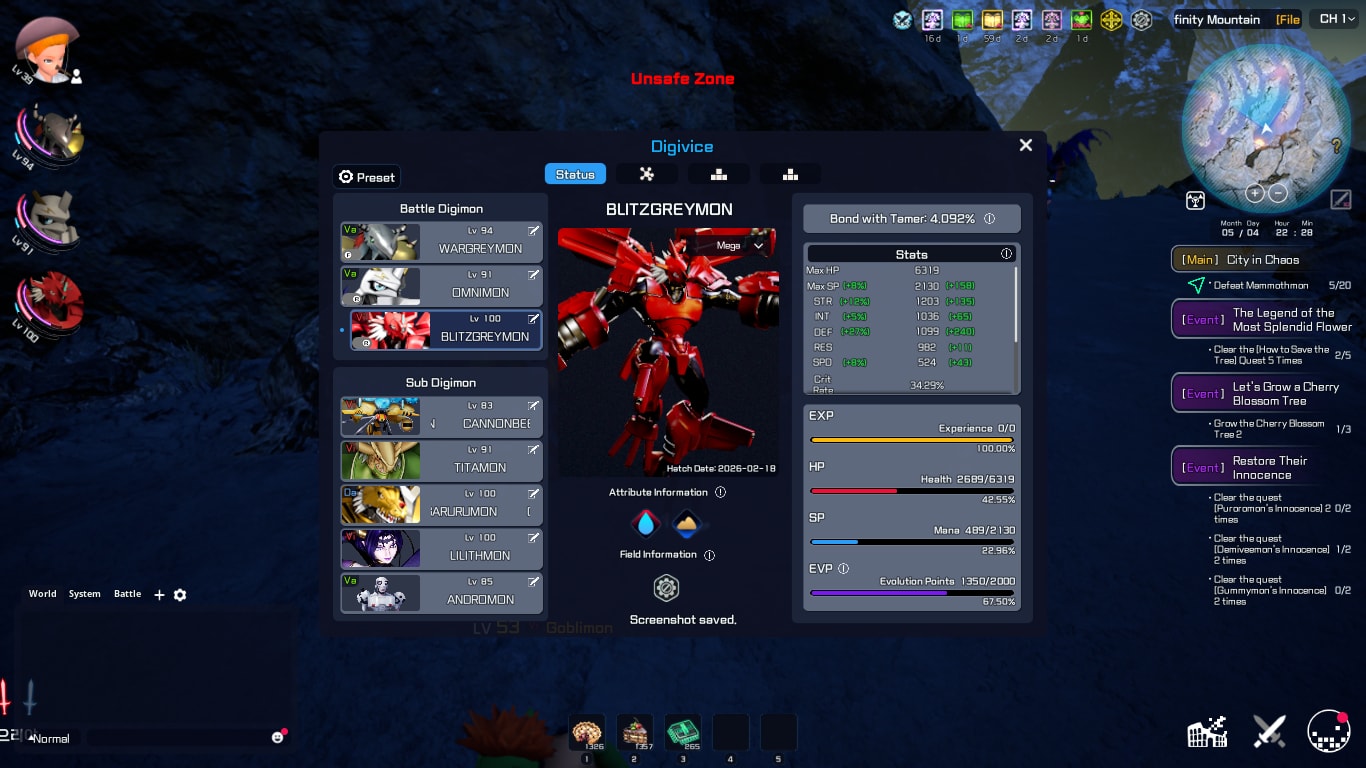 Blitzgreymon, Omegamon, Cresgarurumon, Rosemon BM server 2